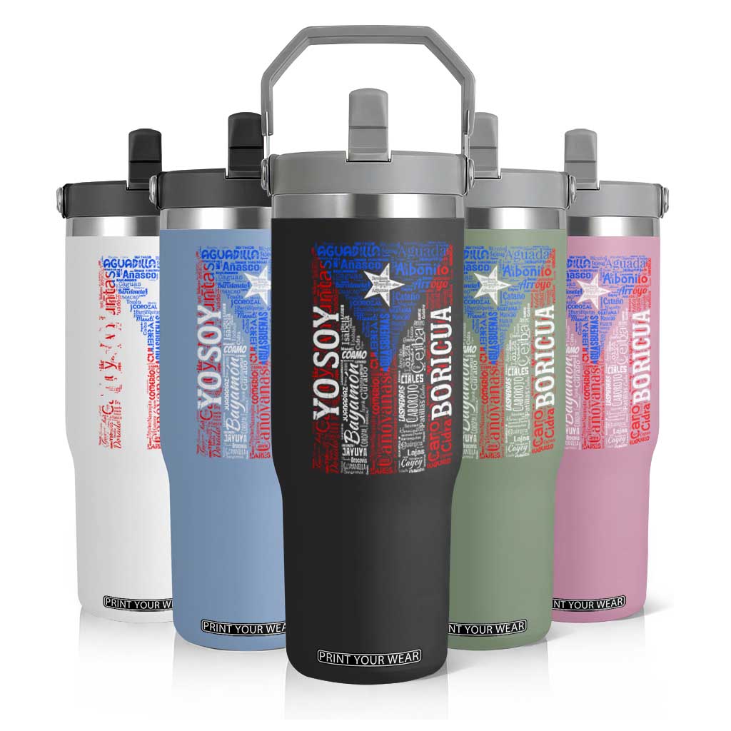 Puerto Rican Flag Puerto Rico Towns And Cities Flip Straw Tumbler TS11 Print Your Wear