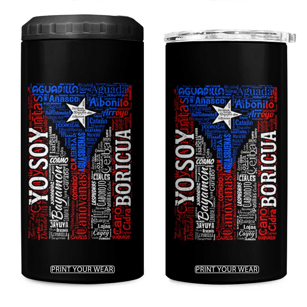 Puerto Rican Flag Puerto Rico Towns And Cities 4 in 1 Can Cooler Tumbler TS11 One Size: 16 oz Black Print Your Wear