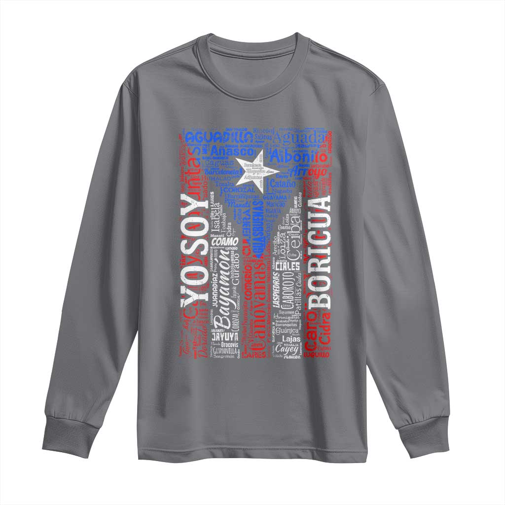 Puerto Rican Flag Puerto Rico Towns And Cities Long Sleeve Shirt TS11 Charcoal Print Your Wear