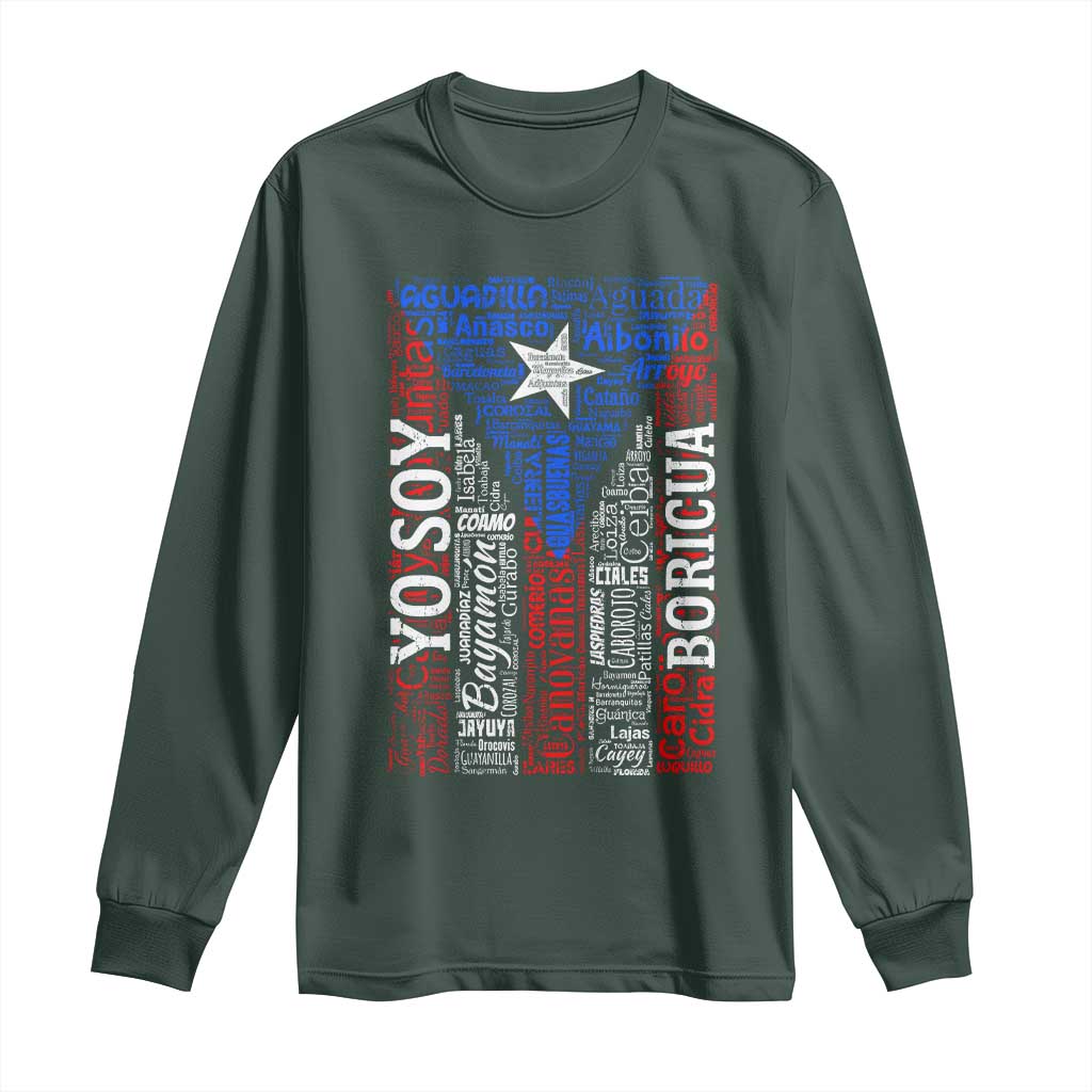 Puerto Rican Flag Puerto Rico Towns And Cities Long Sleeve Shirt TS11 Dark Forest Green Print Your Wear