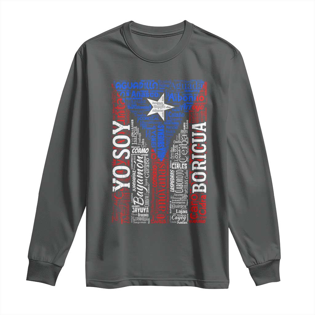 Puerto Rican Flag Puerto Rico Towns And Cities Long Sleeve Shirt TS11 Dark Heather Print Your Wear