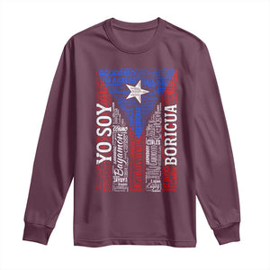 Puerto Rican Flag Puerto Rico Towns And Cities Long Sleeve Shirt TS11 Maroon Print Your Wear