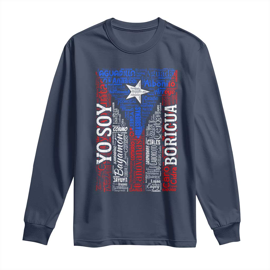 Puerto Rican Flag Puerto Rico Towns And Cities Long Sleeve Shirt TS11 Navy Print Your Wear