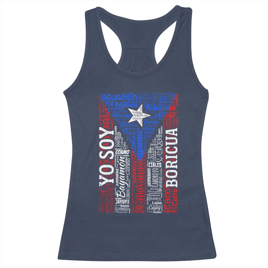 Puerto Rican Flag Puerto Rico Towns And Cities Racerback Tank Top TS11 Navy Print Your Wear