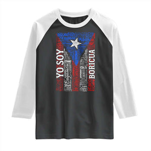 Puerto Rican Flag Puerto Rico Towns And Cities Raglan Shirt TS11 Black White Print Your Wear
