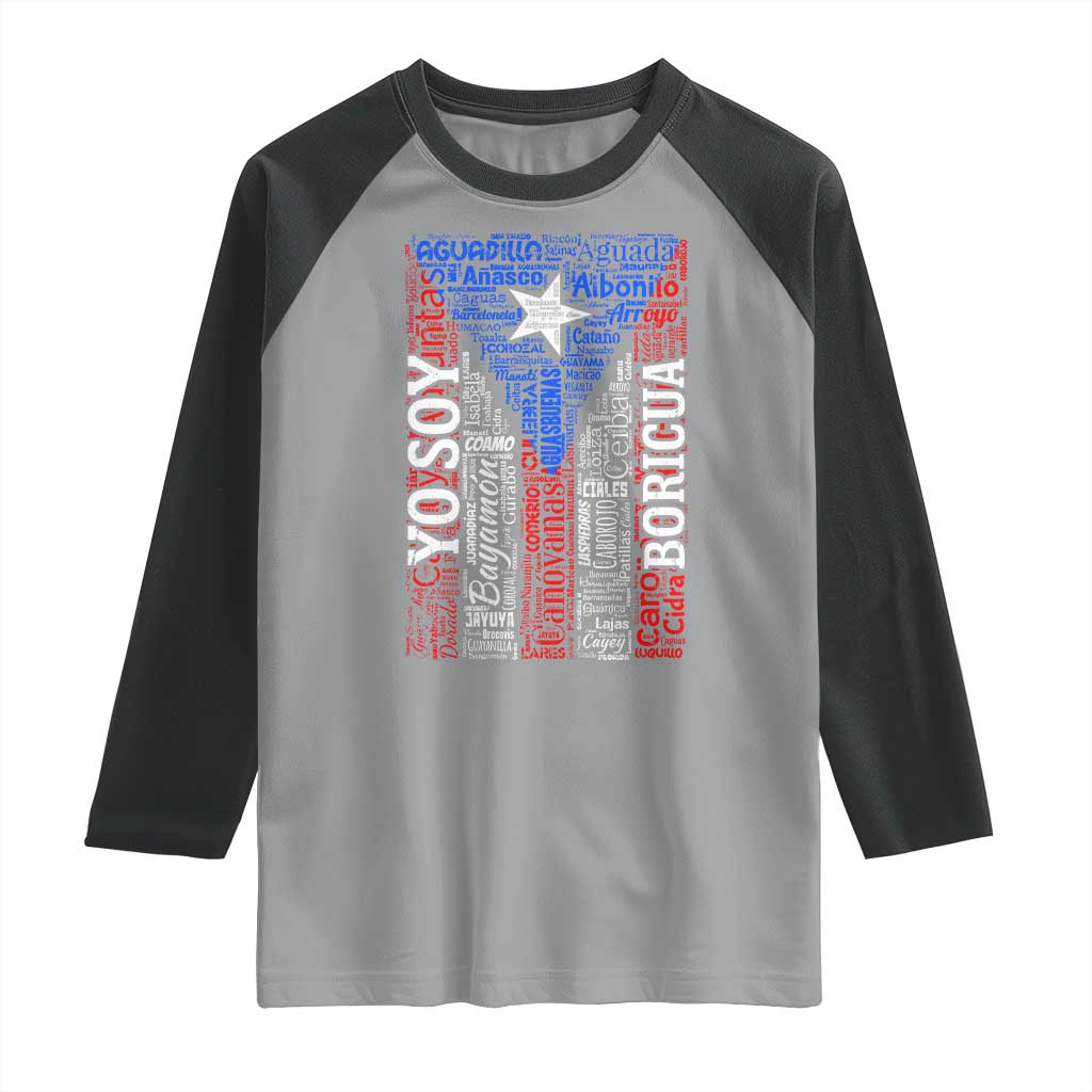 Puerto Rican Flag Puerto Rico Towns And Cities Raglan Shirt TS11 Sport Gray Black Print Your Wear
