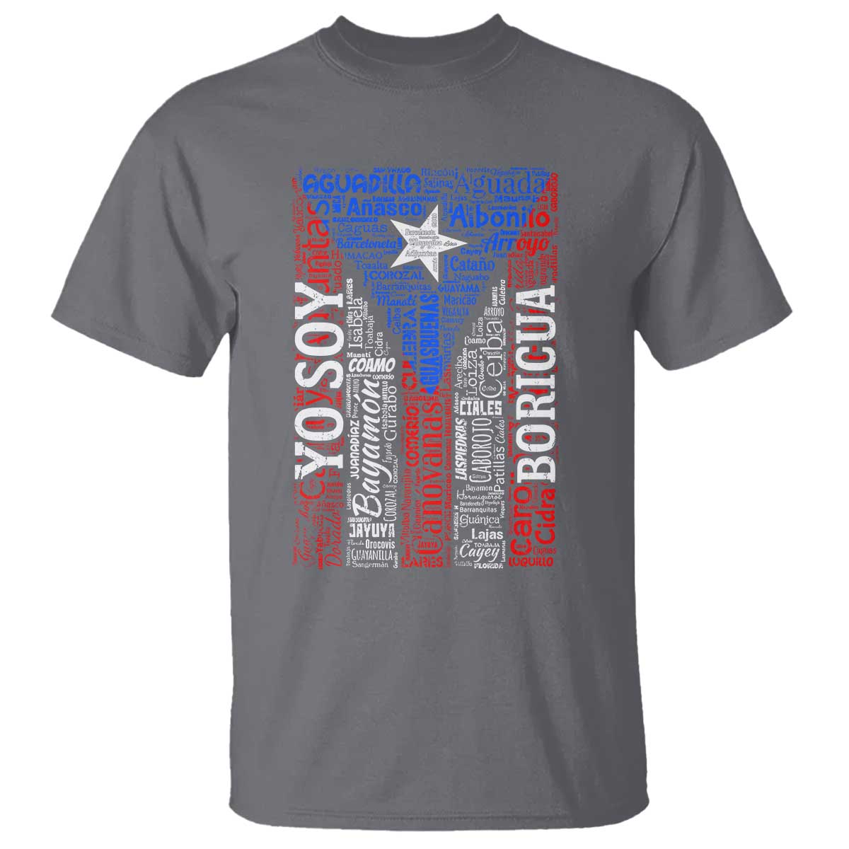 Puerto Rican Flag Puerto Rico Towns And Cities T Shirt TS11 Charcoal Print Your Wear