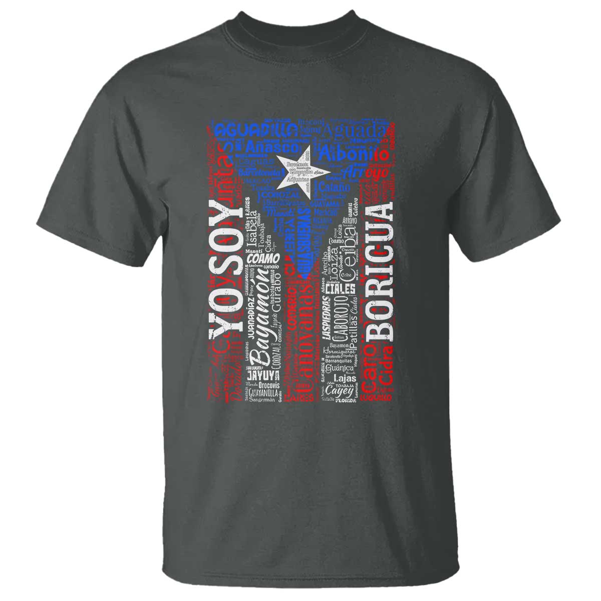 Puerto Rican Flag Puerto Rico Towns And Cities T Shirt TS11 Dark Heather Print Your Wear