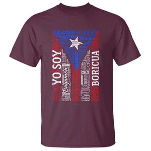 Puerto Rican Flag Puerto Rico Towns And Cities T Shirt TS11 Maroon Print Your Wear