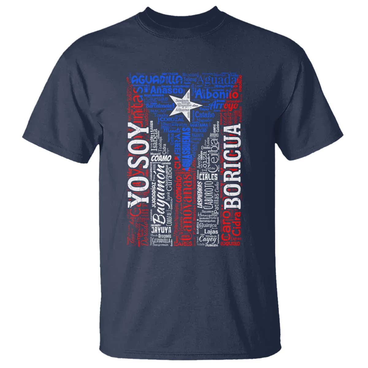 Puerto Rican Flag Puerto Rico Towns And Cities T Shirt TS11 Navy Print Your Wear