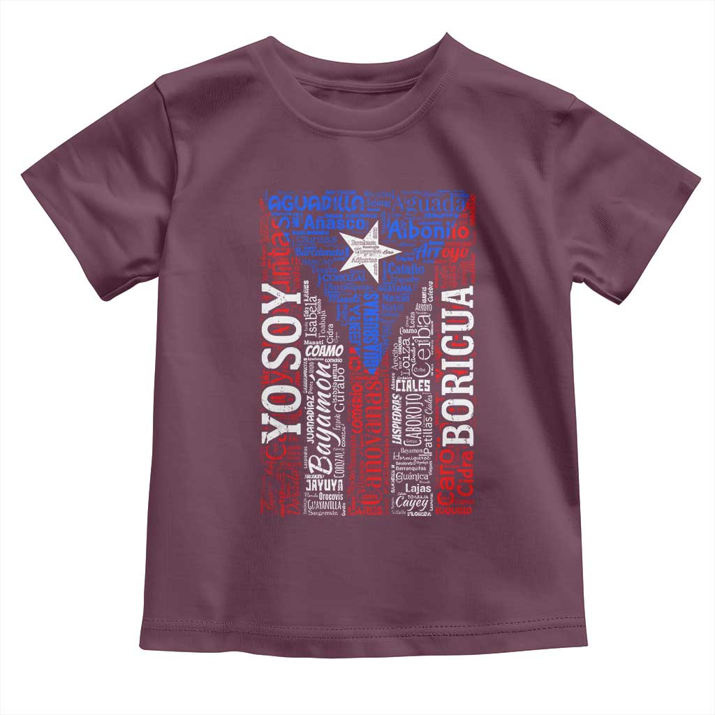 Puerto Rican Flag Puerto Rico Towns And Cities Toddler T Shirt TS11 Maroon Print Your Wear