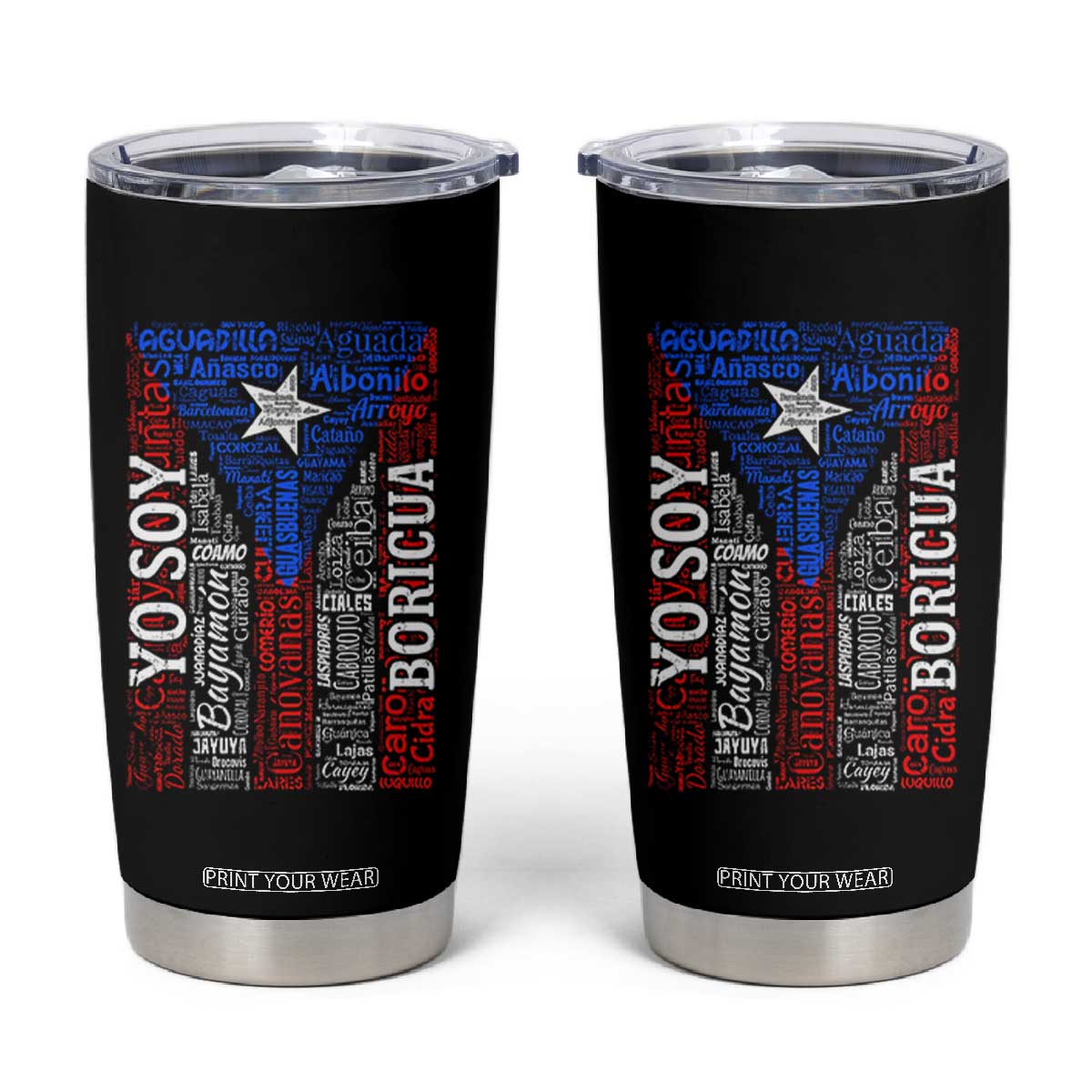 Puerto Rican Flag Puerto Rico Towns And Cities Tumbler Cup TS11 Black Print Your Wear