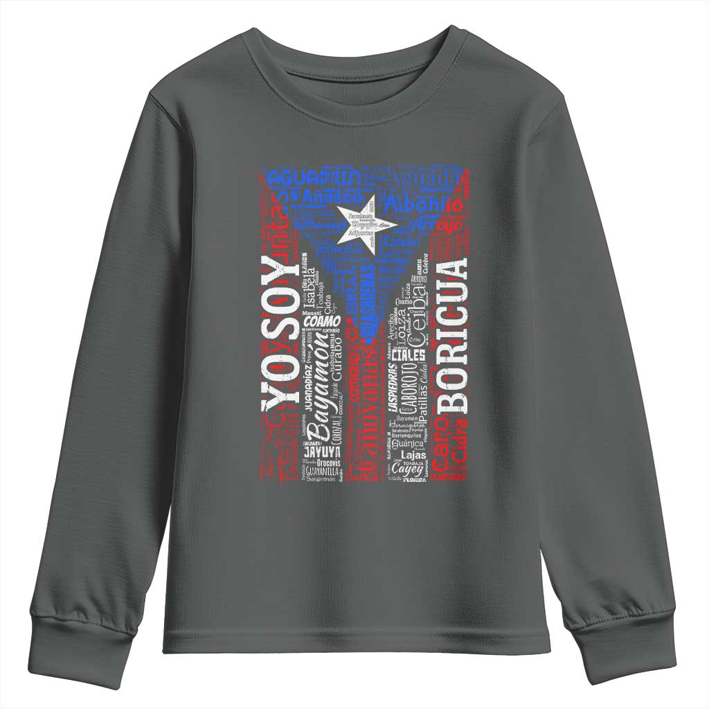 Puerto Rican Flag Puerto Rico Towns And Cities Youth Sweatshirt TS11 Dark Heather Print Your Wear