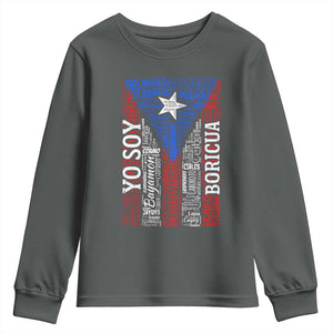 Puerto Rican Flag Puerto Rico Towns And Cities Youth Sweatshirt TS11 Dark Heather Print Your Wear