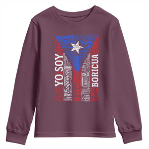 Puerto Rican Flag Puerto Rico Towns And Cities Youth Sweatshirt TS11 Maroon Print Your Wear
