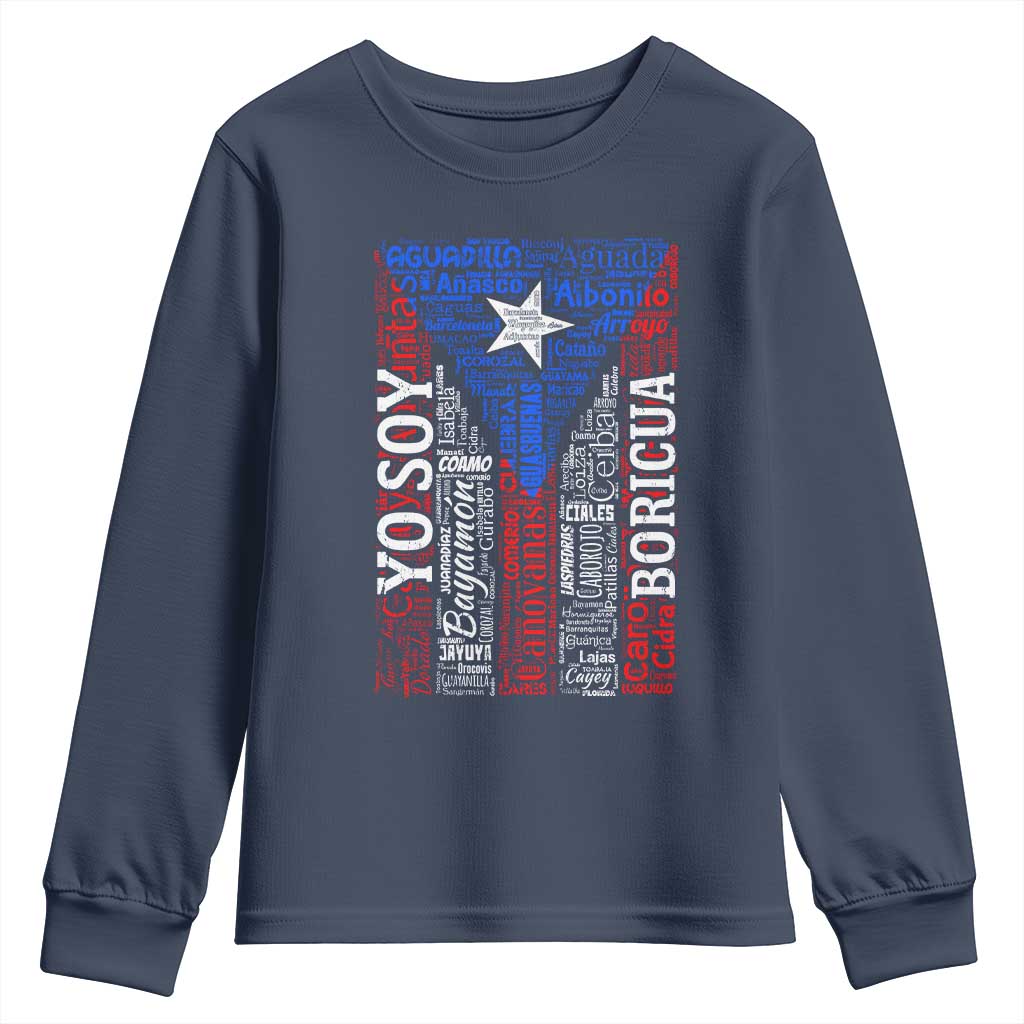 Puerto Rican Flag Puerto Rico Towns And Cities Youth Sweatshirt TS11 Navy Print Your Wear