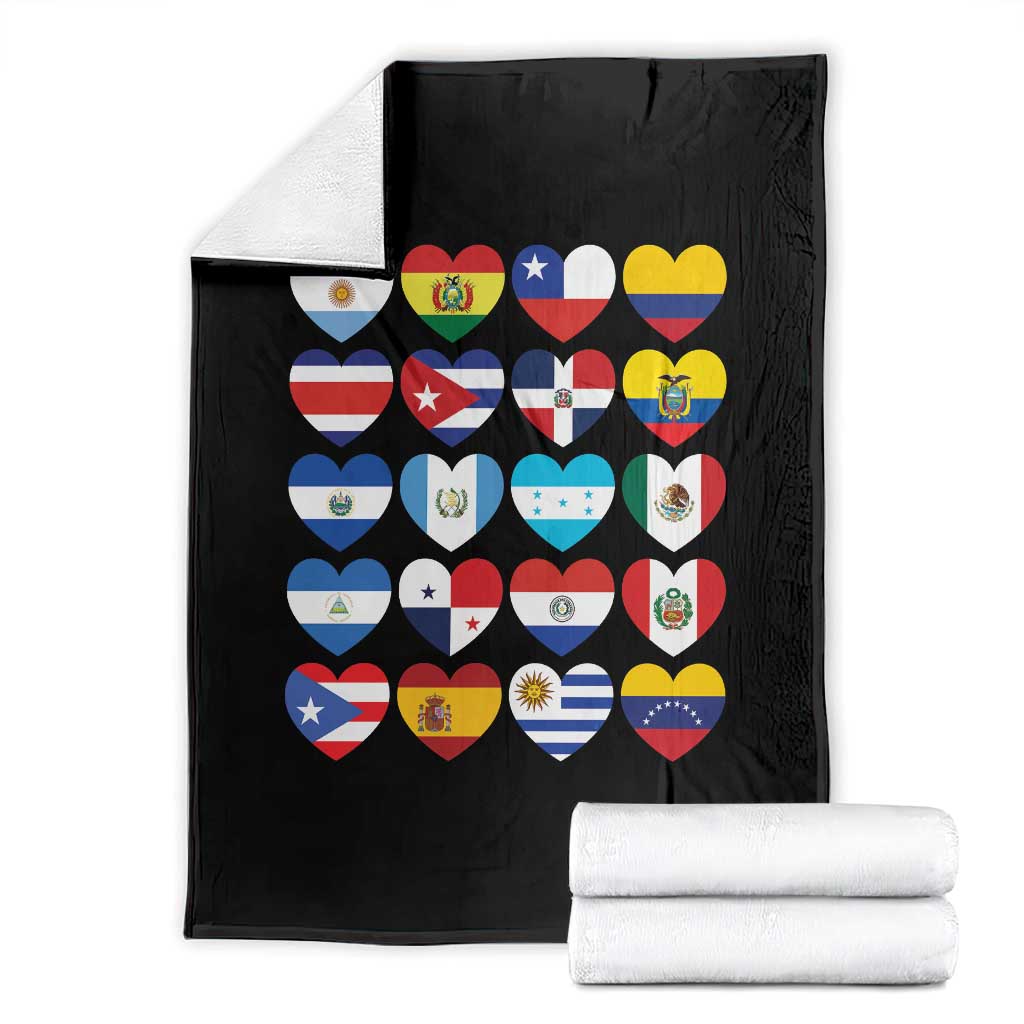 Hispanic Heritage Month Latin American Countries Heart Throw Blanket TS11 Black Print Your Wear