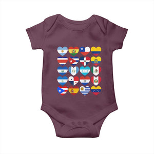 Hispanic Heritage Month Latin American Countries Heart Baby Onesie TS11 Maroon Print Your Wear