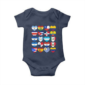 Hispanic Heritage Month Latin American Countries Heart Baby Onesie TS11 Navy Print Your Wear
