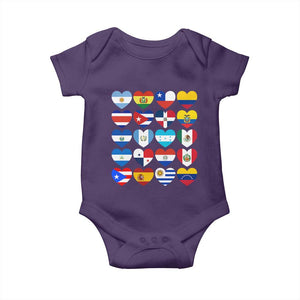 Hispanic Heritage Month Latin American Countries Heart Baby Onesie TS11 Purple Print Your Wear