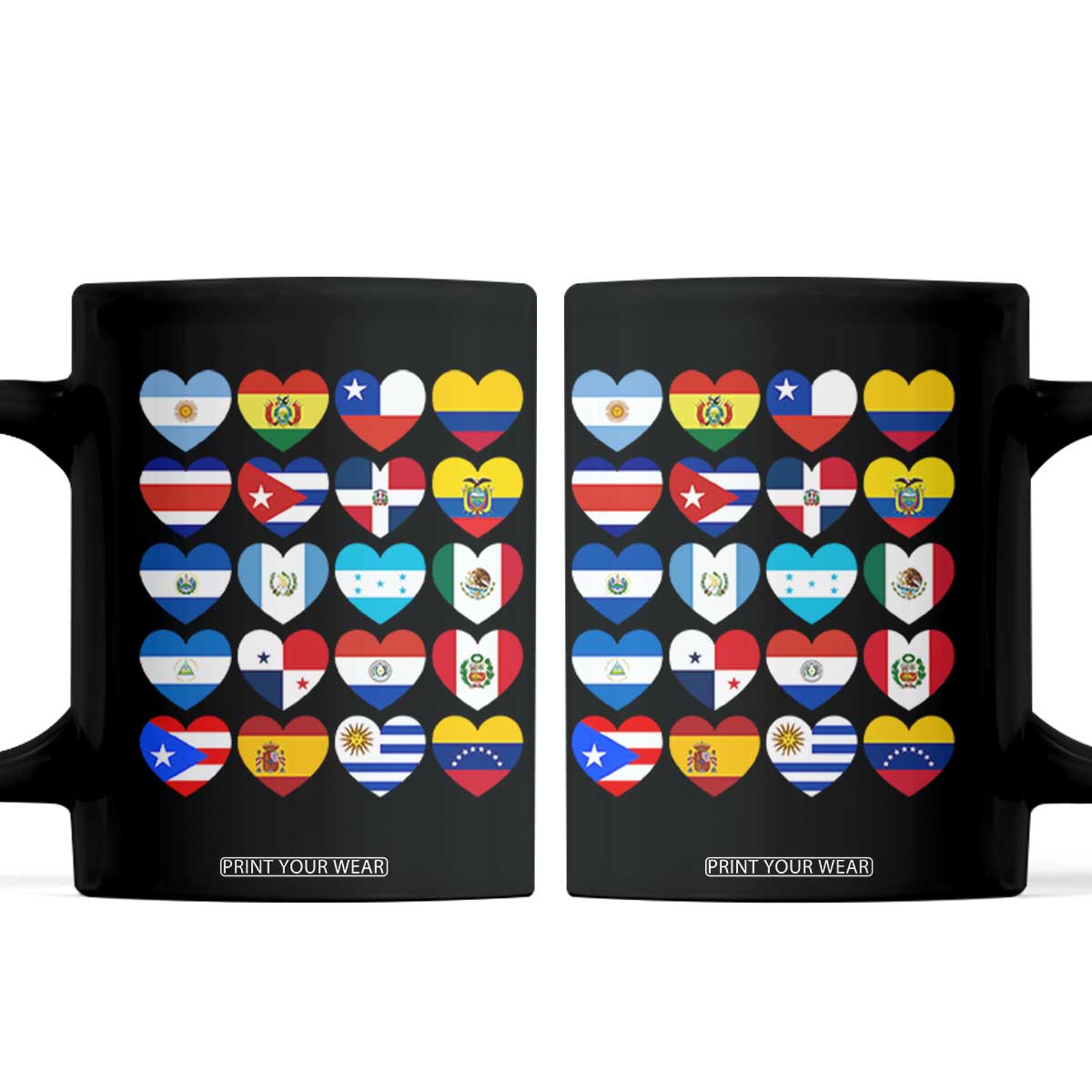 Hispanic Heritage Month Latin American Countries Heart Coffee Mug TS11 Black Print Your Wear