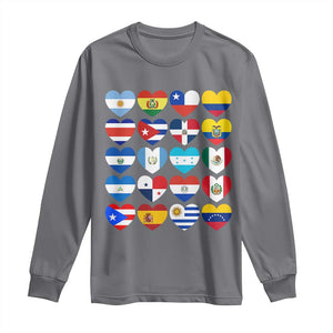 Hispanic Heritage Month Latin American Countries Heart Long Sleeve Shirt TS11 Charcoal Print Your Wear