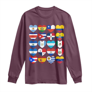 Hispanic Heritage Month Latin American Countries Heart Long Sleeve Shirt TS11 Maroon Print Your Wear