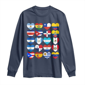 Hispanic Heritage Month Latin American Countries Heart Long Sleeve Shirt TS11 Navy Print Your Wear
