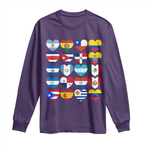 Hispanic Heritage Month Latin American Countries Heart Long Sleeve Shirt TS11 Purple Print Your Wear