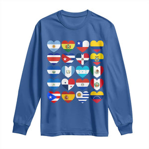 Hispanic Heritage Month Latin American Countries Heart Long Sleeve Shirt TS11 Royal Blue Print Your Wear