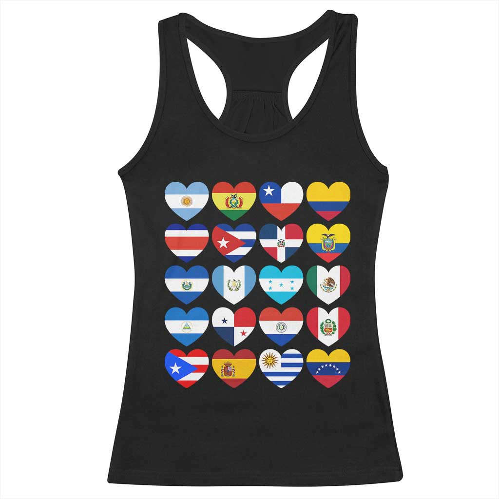 Hispanic Heritage Month Latin American Countries Heart Racerback Tank Top TS11 Black Print Your Wear