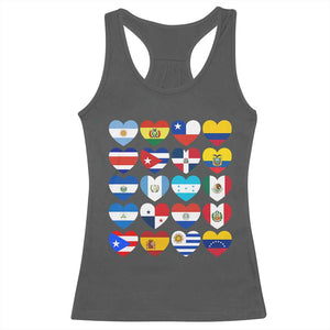 Hispanic Heritage Month Latin American Countries Heart Racerback Tank Top TS11 Dark Heather Print Your Wear