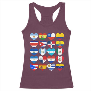 Hispanic Heritage Month Latin American Countries Heart Racerback Tank Top TS11 Maroon Print Your Wear