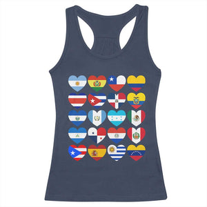 Hispanic Heritage Month Latin American Countries Heart Racerback Tank Top TS11 Navy Print Your Wear