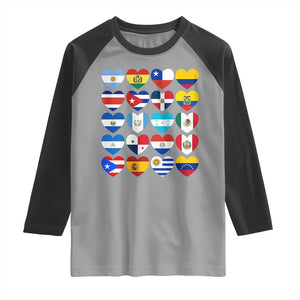 Hispanic Heritage Month Latin American Countries Heart Raglan Shirt TS11 Sport Gray Black Print Your Wear