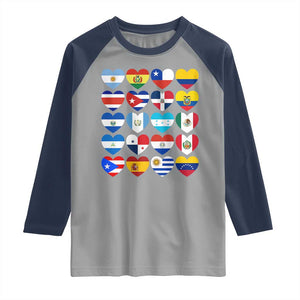 Hispanic Heritage Month Latin American Countries Heart Raglan Shirt TS11 Sport Gray Navy Print Your Wear