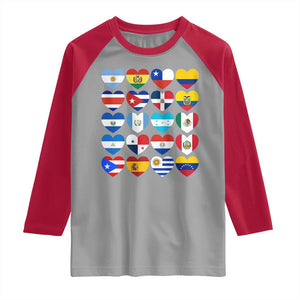 Hispanic Heritage Month Latin American Countries Heart Raglan Shirt TS11 Sport Gray Red Print Your Wear