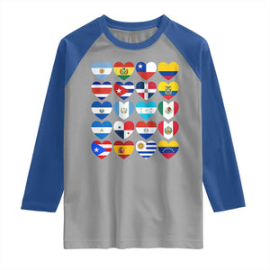 Hispanic Heritage Month Latin American Countries Heart Raglan Shirt TS11 Sport Gray Royal Print Your Wear