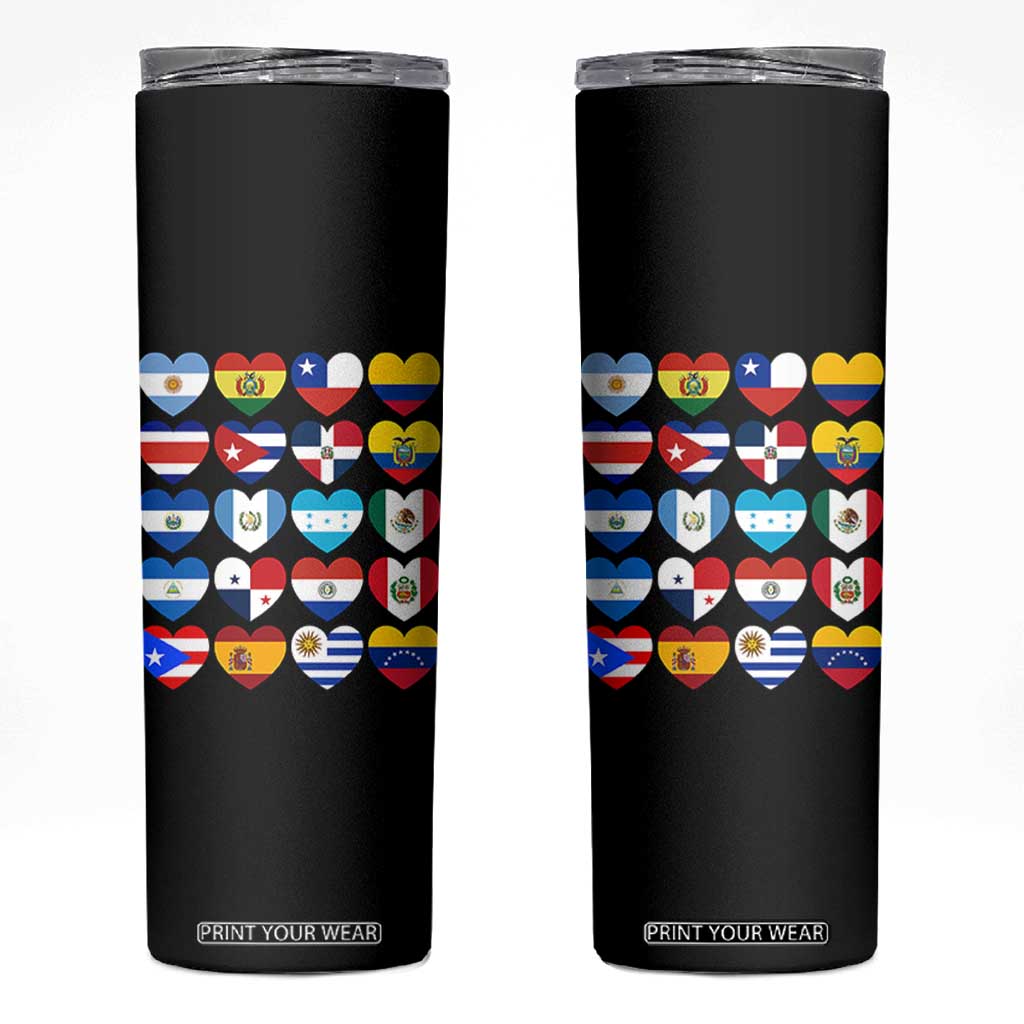 Hispanic Heritage Month Latin American Countries Heart Skinny Tumbler TS11 Black Print Your Wear