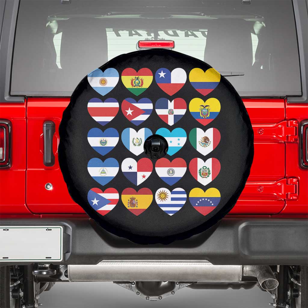 Hispanic Heritage Month Latin American Countries Heart Spare Tire Cover TS11 Black Print Your Wear