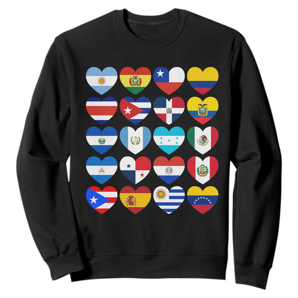 Hispanic Heritage Month Latin American Countries Heart Sweatshirt TS11 Black Print Your Wear