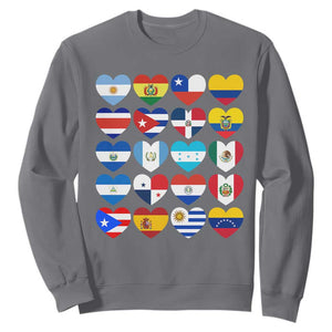 Hispanic Heritage Month Latin American Countries Heart Sweatshirt TS11 Charcoal Print Your Wear