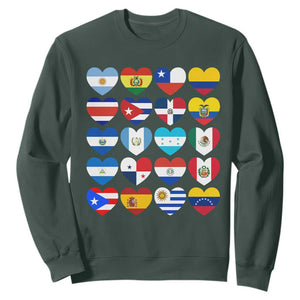 Hispanic Heritage Month Latin American Countries Heart Sweatshirt TS11 Dark Forest Green Print Your Wear