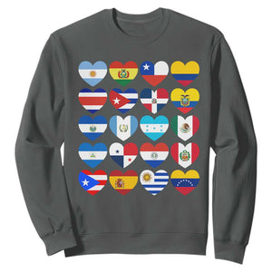 Hispanic Heritage Month Latin American Countries Heart Sweatshirt TS11 Dark Heather Print Your Wear