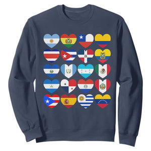 Hispanic Heritage Month Latin American Countries Heart Sweatshirt TS11 Navy Print Your Wear