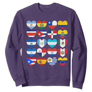 Hispanic Heritage Month Latin American Countries Heart Sweatshirt TS11 Purple Print Your Wear