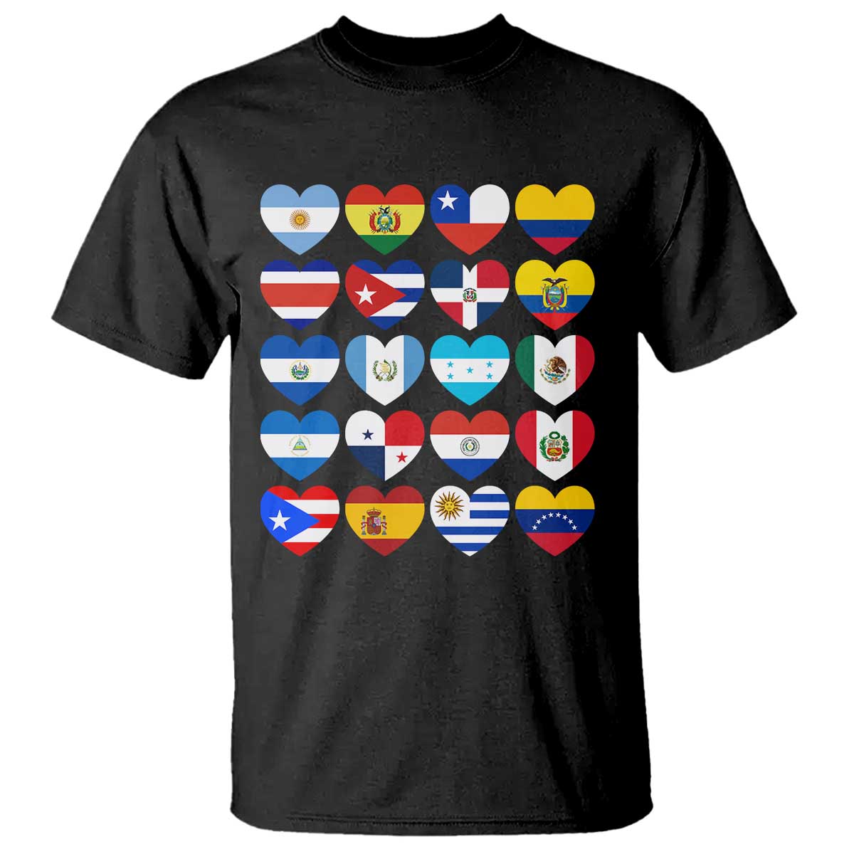 Hispanic Heritage Month Latin American Countries Heart T Shirt TS11 Black Print Your Wear