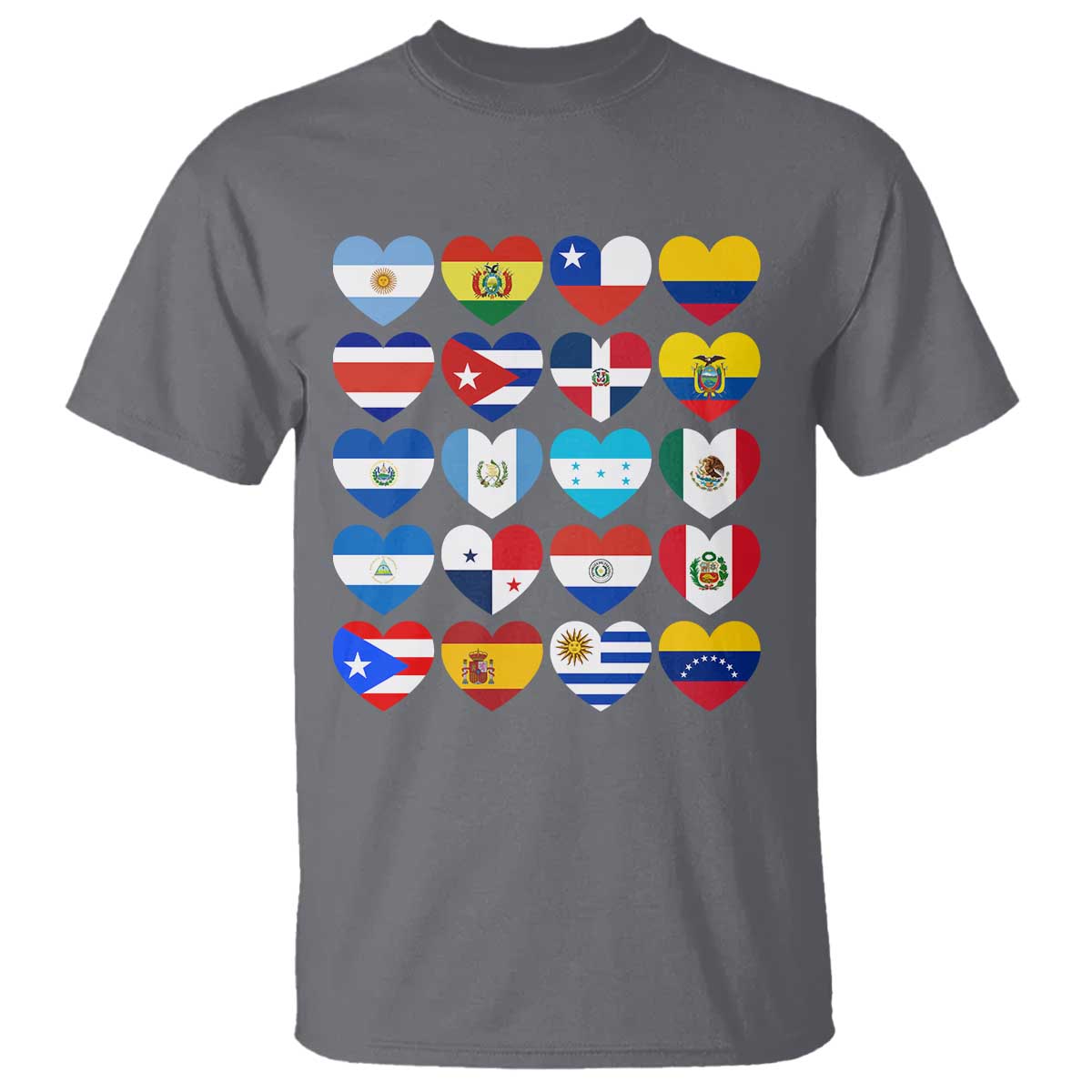 Hispanic Heritage Month Latin American Countries Heart T Shirt TS11 Charcoal Print Your Wear