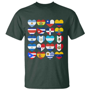 Hispanic Heritage Month Latin American Countries Heart T Shirt TS11 Dark Forest Green Print Your Wear