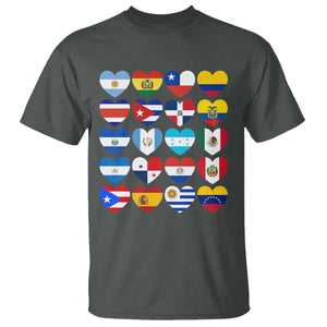 Hispanic Heritage Month Latin American Countries Heart T Shirt TS11 Dark Heather Print Your Wear